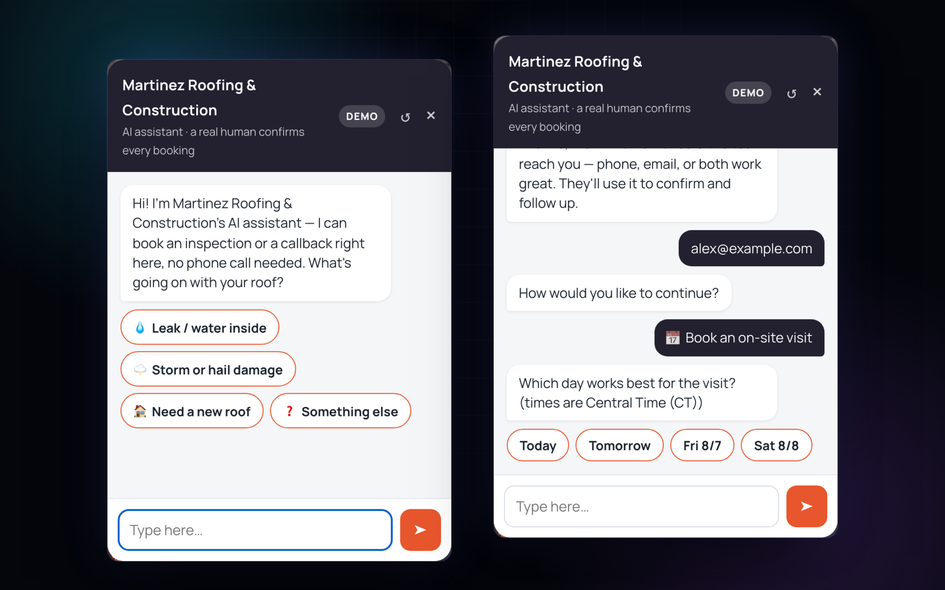 AI chat assistant booking flow built by VierraSolutions
